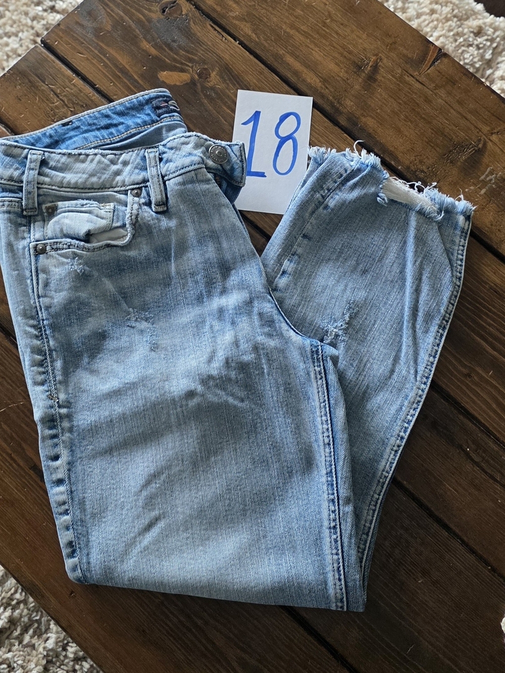 Light Blue Women’s Distressed Jeans - Casual Slim Fit Cropped